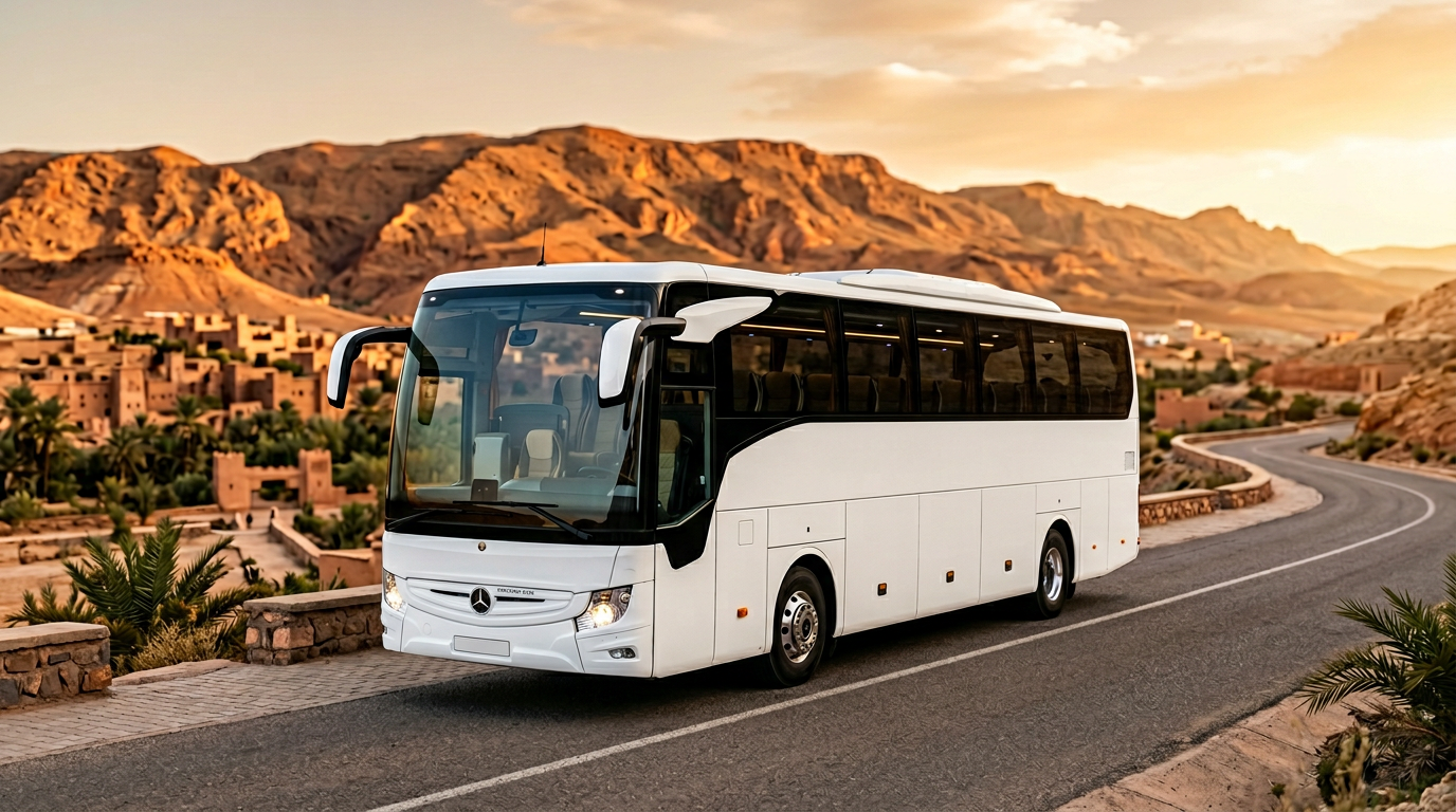 Bus for large group transfers in Morocco — air-conditioned, seats up to 17 passengers